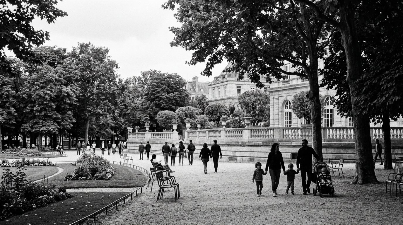 Allée du Jardin du Luxembourg à Paris par une journée ensoleillée